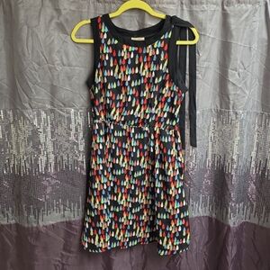 Tulle Black Multicolor Raindrop Midi Dress